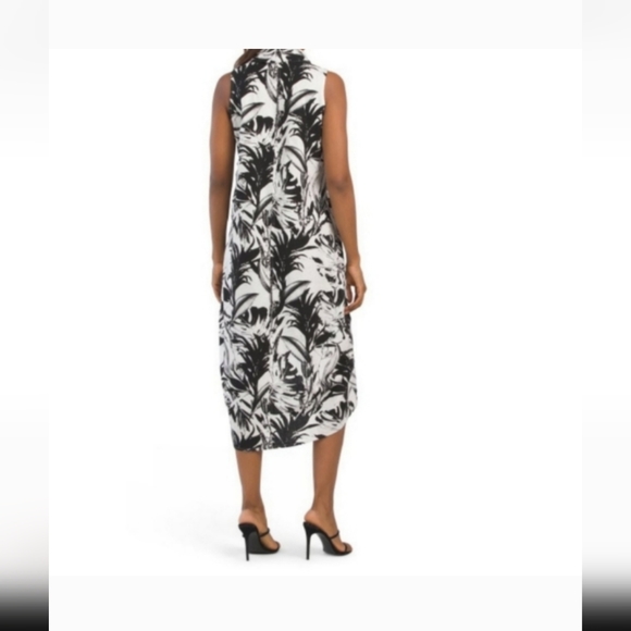 Cynthia Rowley tropical dress black with white flowers. Large. Linen&Vis… - Picture 2 of 8